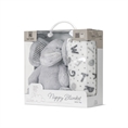 NAPPY blanket with toy 90x75 cm GREY /Package/
